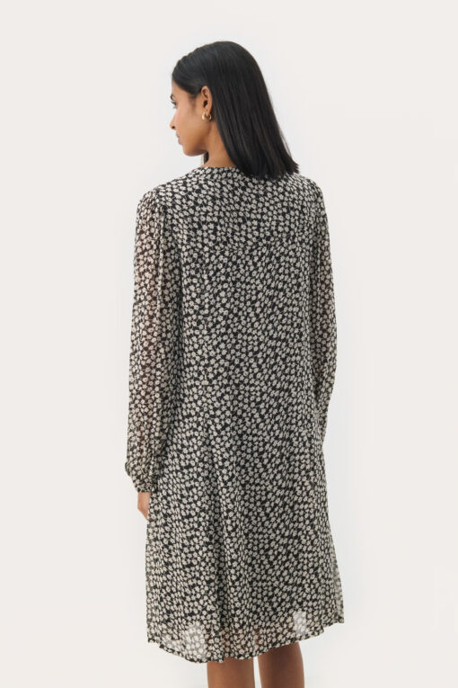 Part Two Piyanna Dress Black Mini Grid Flower