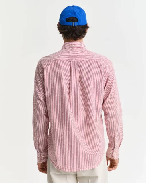 Gant Reg Seersucker Stripe Shirt Ruby Red