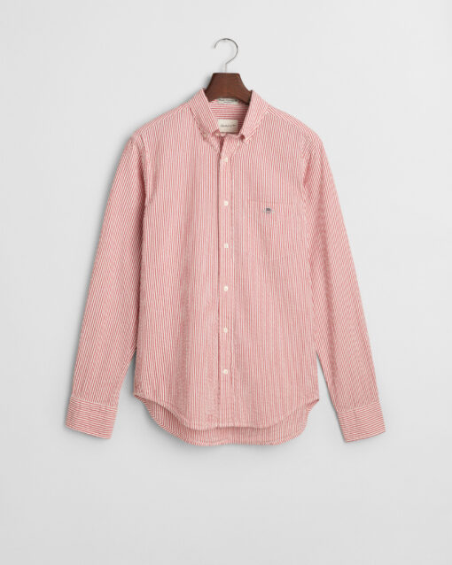 Gant Reg Seersucker Stripe Shirt Ruby Red