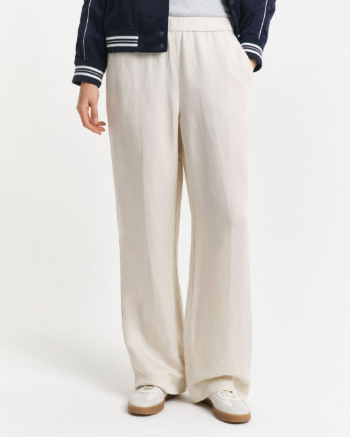 Gant Woman Linen Blend Pull On Pants Putty