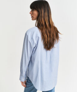 Gant Woman Luxury Oxford Striped Shirt Perfect Blue