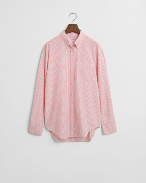 Gant Woman Luxury Oxford Striped Shirt Geranium Pink