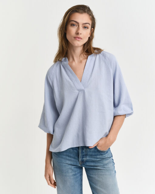 Gant Woman Linen SS Blouse Light Blue