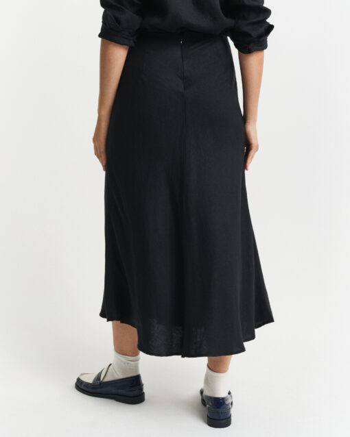 Gant Woman Linen Blend Midi Skirt Black