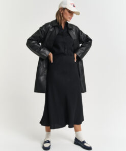 Gant Woman Linen Blend Midi Skirt Black