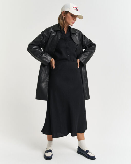 Gant Woman Linen Blend Midi Skirt Black