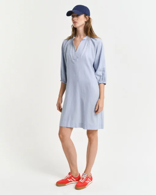 Gant Woman Linen Dress Light Blue