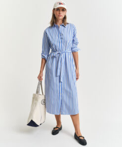 Gant Woman Striped Poplin Shirt Dress White