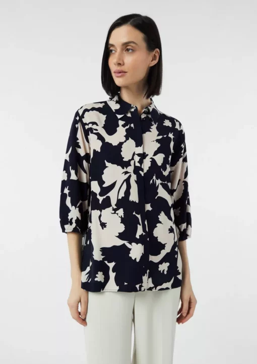 Comma, Print Blouse Navy