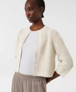 Comma, Ribbed Short Cardigan Light Beige