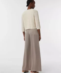 Comma, Ribbed Short Cardigan Light Beige