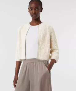 Comma, Ribbed Short Cardigan Light Beige
