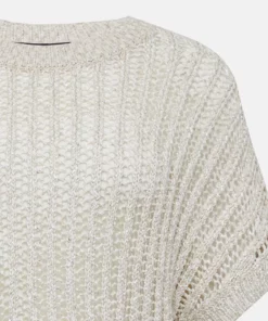 Comma, Short-Sleeved Pullover Light Beige