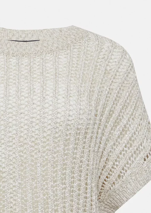 Comma, Short-Sleeved Pullover Light Beige