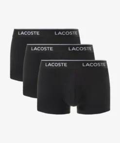 Lacoste 3-Pack Stretch Cotton Trunks Black