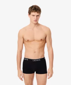 Lacoste 3-Pack Stretch Cotton Trunks Black