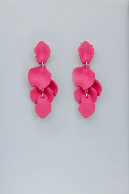 Bow19 Details Leaf Earrings Strong Pink