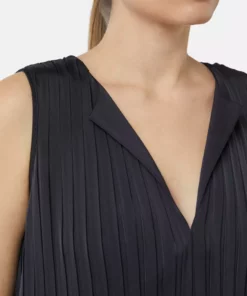 Comma, Pleated Blouse Top Navy