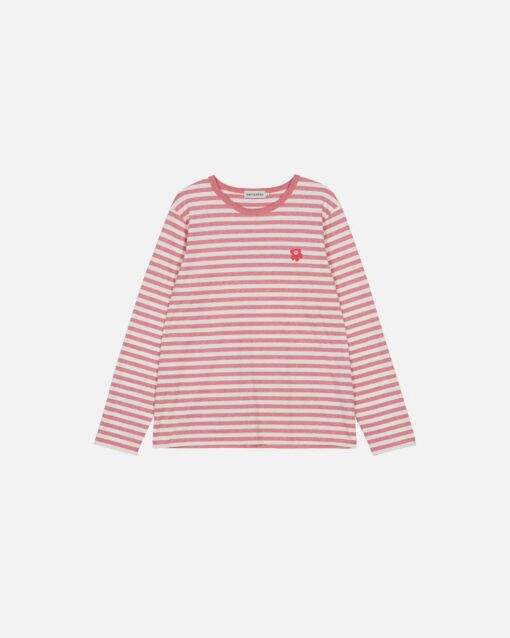 Marimekko Unisex Tasaraita Relaxed LS Shirt Red, Off white