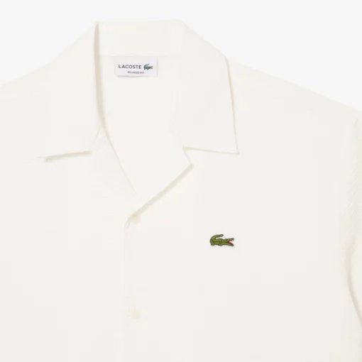Lacoste Relaxed Fit Waffle Texture Shirt White