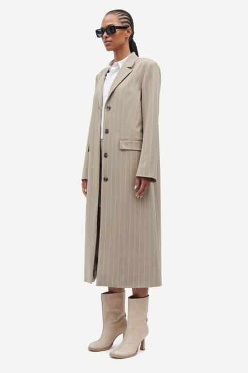Samsøe Samsøe Safallon Coat Greige Stripe