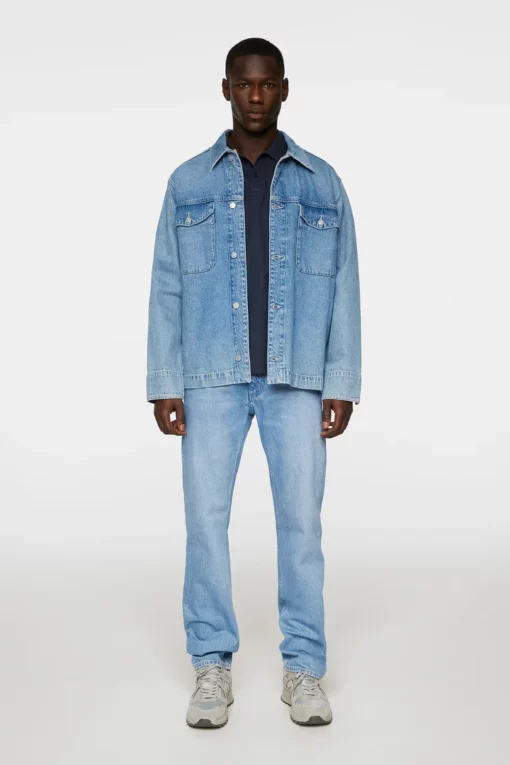 J.Lindeberg Hunt Washed Denim Overshirt Light Blue