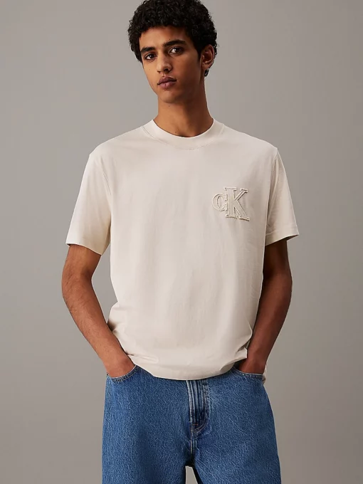 Calvin Klein Logo Appliqué T-shirt Oatmeal