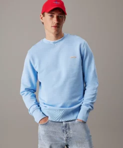 Calvin Klein Cotton Terry Badge Sweatshirt Blue Bell