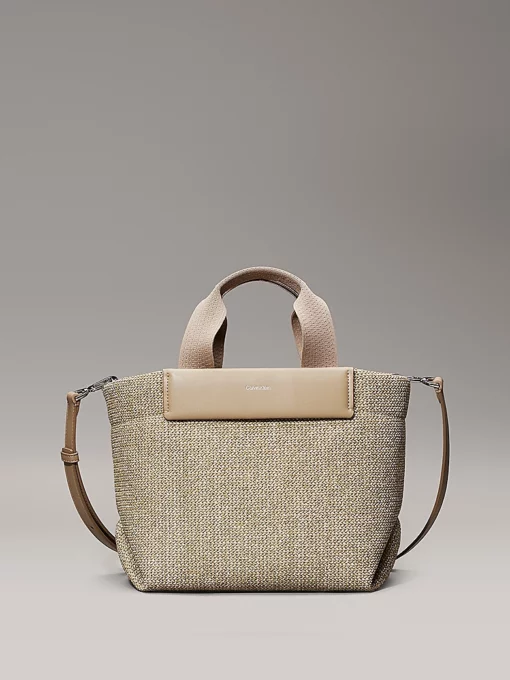 Calvin Klein Small Raffia Tote Bag Crockery