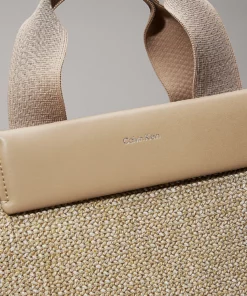 Calvin Klein Small Raffia Tote Bag Crockery