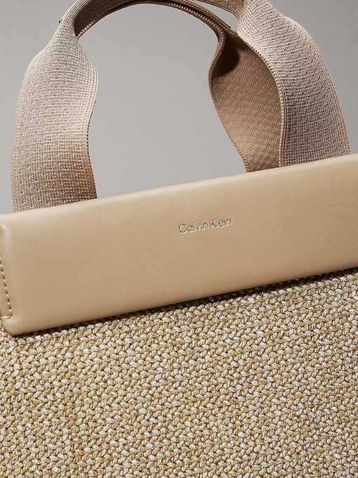Calvin Klein Small Raffia Tote Bag Crockery