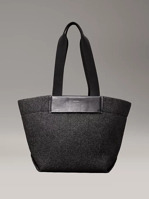 Calvin Klein Raffia Tote Bag Black