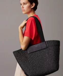 Calvin Klein Raffia Tote Bag Black