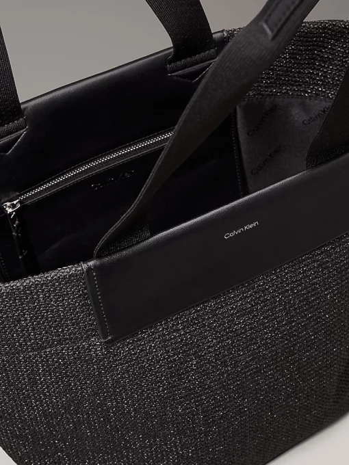 Calvin Klein Raffia Tote Bag Black