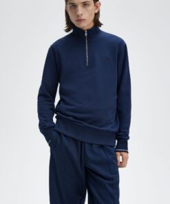 Fred Perry Half Zip Sweatshirt Tennis Blue
