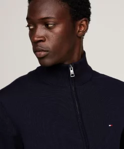 Tommy Hilfiger Mock Neck Zip-Thru Jumper Desert Sky