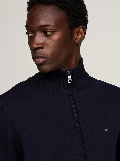 Tommy Hilfiger Mock Neck Zip-Thru Jumper Desert Sky