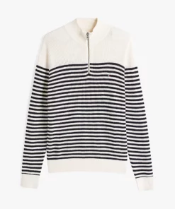 Tommy Hilfiger Racking Structure Zip Mock Ivory petal/Desert Sky