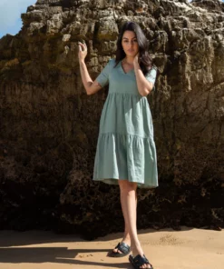 Nakoa Layered Linen Dress Desert Sage