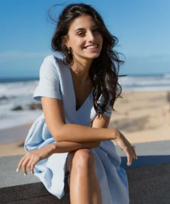 Nakoa Layered Linen Dress Sky Blue