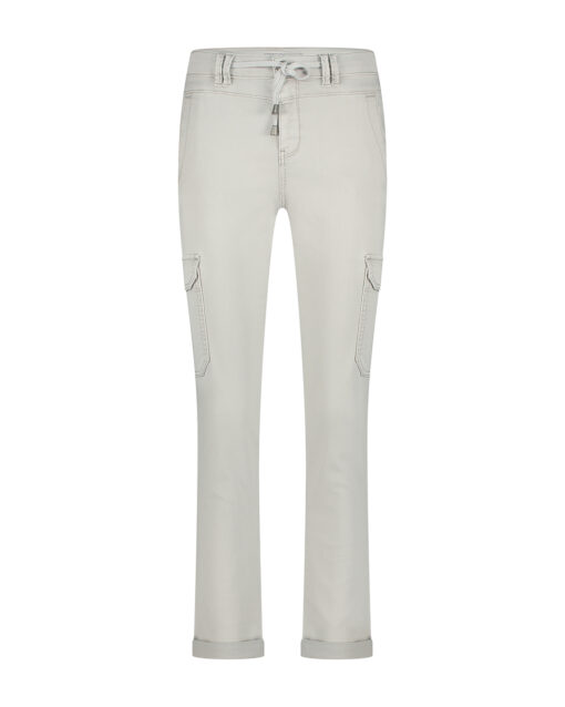 Red Button Cargo Jogger Pants Lightgrey