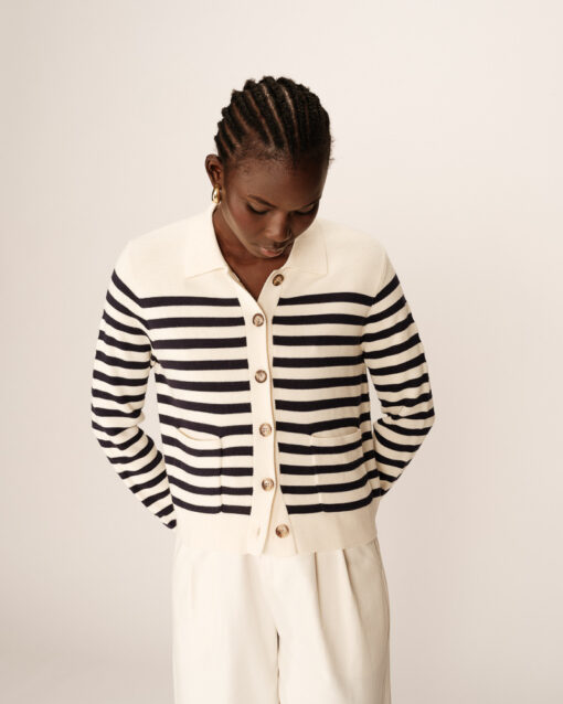Grace & Mila Cardigan Rayeres Ecru Pam