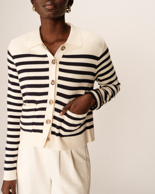 Grace & Mila Cardigan Rayeres Ecru Pam