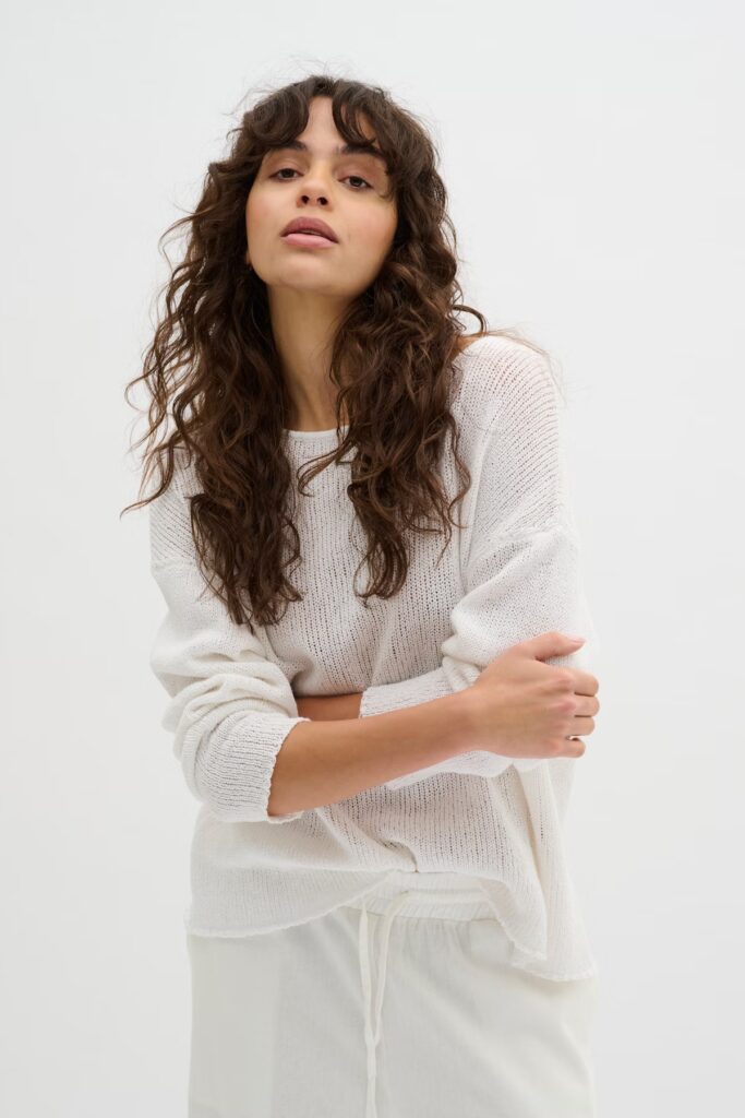 My Essential Wardrobe DivaMW Linen Knit Bright White