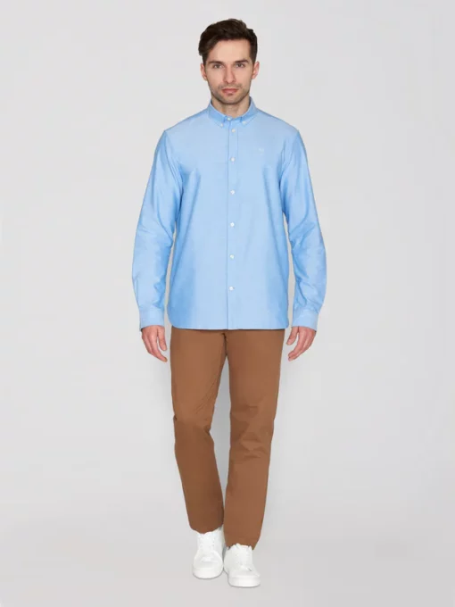 Knowledge Cotton Apparel Harald Small Owl Oxford Lapis Blue
