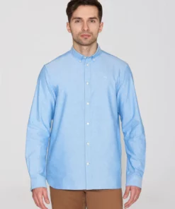 Knowledge Cotton Apparel Harald Small Owl Oxford Lapis Blue