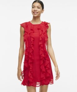 Visolvina Short Frill Dress Racing Red