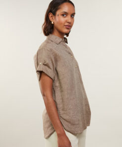 Stenströms Jenna Light brown Linen Popover Shirt