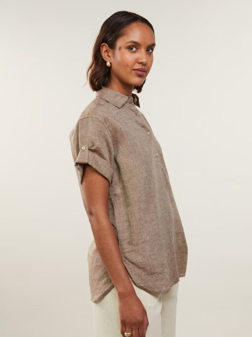 Stenströms Jenna Light brown Linen Popover Shirt