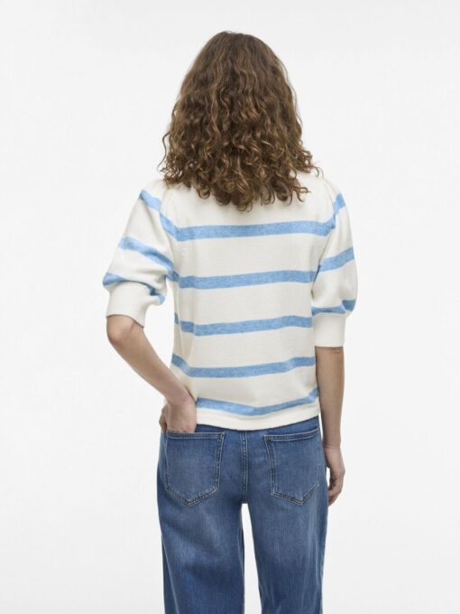 Viril 2/4 sleeve Stripe Knit Top White Alyssum